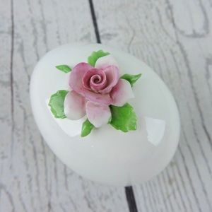 Royal Adderley Egg Trinket Box Capodimonte Rose